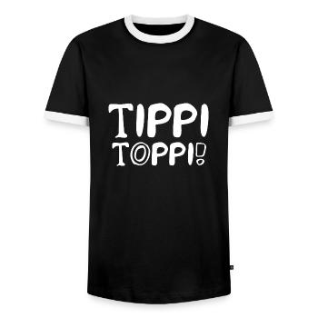 Tippi Toppi | Perfekt | vorbildlich | Lustig - Männer Kontrast-T-Shirt - Schwarz/Weiß - Vorne - AI Model Female 172 light (172cm) & AI Model Male 178 light (178cm)