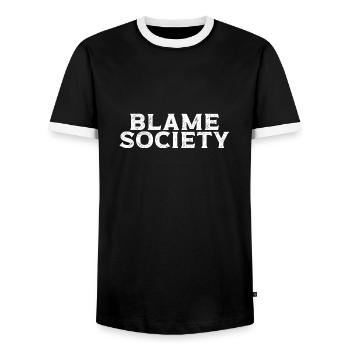 Blame Society Retro Anti-Social Statement - Männer Kontrast-T-Shirt - Schwarz/Weiß - Vorne - AI Model Female 172 light (172cm) & AI Model Male 178 light (178cm)