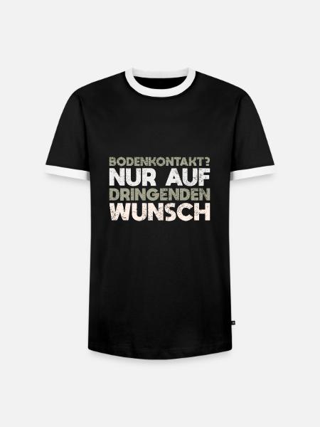 Bodenkontakt? Nur Auf Dringenden Wunsch - Männer Kontrast-T-Shirt - Schwarz/Weiß