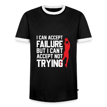 Design de basket-ball cool avec un dicton motivant - T-shirt contrasté Homme - noir/blanc - Devant - AI Model Female 172 light (172cm) & AI Model Male 178 light (178cm)