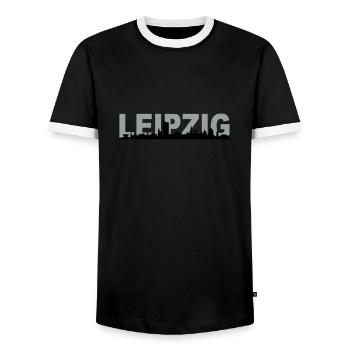 Skyline Leipzig Name - Männer Kontrast-T-Shirt - Schwarz/Weiß - Vorne - AI Model Female 172 light (172cm) & AI Model Male 178 light (178cm)