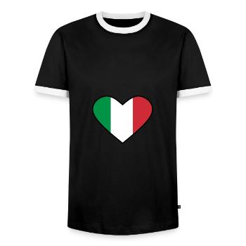 Coeur italien - T-shirt contrasté Homme - noir/blanc - Devant - AI Model Female 172 light (172cm) & AI Model Male 178 light (178cm)