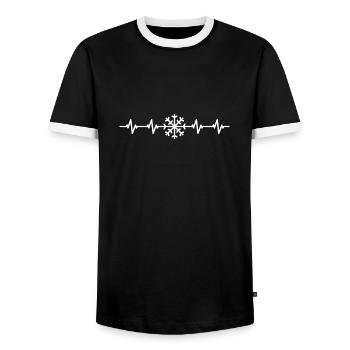 Herzschlag - Schneeflocke - Winter - Männer Kontrast-T-Shirt - Schwarz/Weiß - Vorne - AI Model Female 172 light (172cm) & AI Model Male 178 light (178cm)