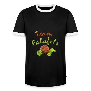 Team falafels - T-shirt contrasté Homme - noir/blanc - Devant - AI Model Female 172 light (172cm) & AI Model Male 178 light (178cm)