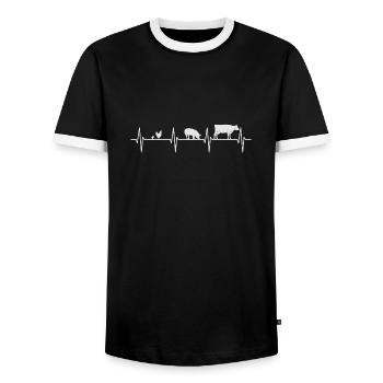 Bauernhof Herzschlag - Männer Kontrast-T-Shirt - Schwarz/Weiß - Vorne - AI Model Female 172 light (172cm) & AI Model Male 178 light (178cm)