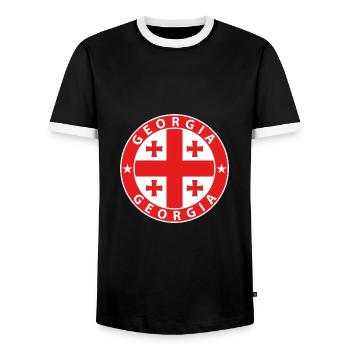 Géorgie - T-shirt contrasté Homme - noir/blanc - Devant - AI Model Female 172 light (172cm) & AI Model Male 178 light (178cm)
