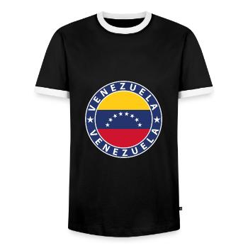 Venezuela - Men's Ringer Shirt - black/white - Front - AI Model Female 172 light (172cm) & AI Model Male 178 light (178cm)