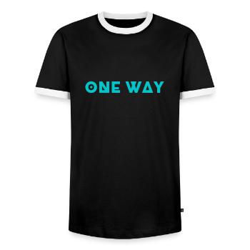 One Way - Männer Kontrast-T-Shirt - Schwarz/Weiß - Vorne - AI Model Female 172 light (172cm) & AI Model Male 178 light (178cm)