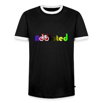 cycliste champion du monde addicted accro - T-shirt contrasté Homme - noir/blanc - Devant - AI Model Female 172 light (172cm) & AI Model Male 178 light (178cm)