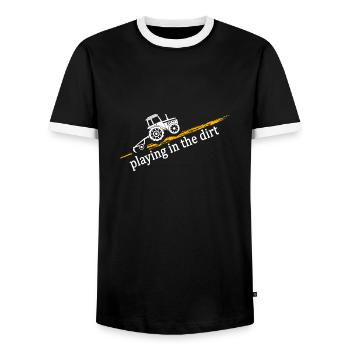 Tracteur « conducteur de tracteur sale » champ fermier - T-shirt contrasté Homme - noir/blanc - Devant - AI Model Female 172 light (172cm) & AI Model Male 178 light (178cm)