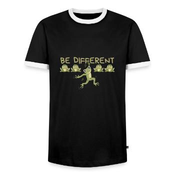 BE DIFFERENT Frog - Männer Kontrast-T-Shirt - Schwarz/Weiß - Vorne - AI Model Female 172 light (172cm) & AI Model Male 178 light (178cm)