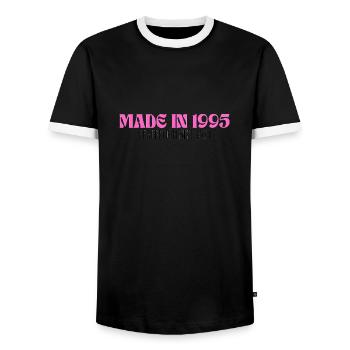 Made in 1995 - Perfektion seit Tag 1 - Männer Kontrast-T-Shirt - Schwarz/Weiß - Vorne - AI Model Female 172 light (172cm) & AI Model Male 178 light (178cm)