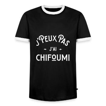 je peux pas j'ai chifoumi idée cadeau humour - T-shirt contrasté Homme - noir/blanc - Devant - AI Model Female 172 light (172cm) & AI Model Male 178 light (178cm)