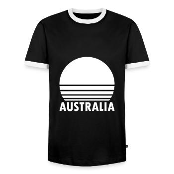 Australia (split sun) - Men's Ringer Shirt - black/white - Front - AI Model Female 172 light (172cm) & AI Model Male 178 light (178cm)