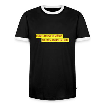 Lieber ein Haus im Grünen als einen Grünen im Haus - Männer Kontrast-T-Shirt - Schwarz/Weiß - Vorne - AI Model Female 172 light (172cm) & AI Model Male 178 light (178cm)