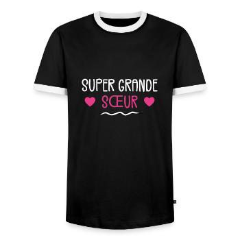 Cadeau De Cœurs Super Meilleure Grande Sœur - T-shirt contrasté Homme - noir/blanc - Devant - AI Model Female 172 light (172cm) & AI Model Male 178 light (178cm)