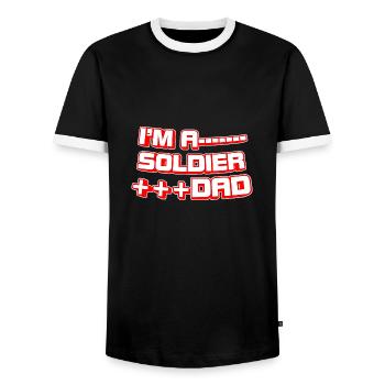 I'm A Soldier And Dad - Men's Ringer Shirt - black/white - Front - AI Model Female 172 light (172cm) & AI Model Male 178 light (178cm)