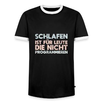 Schlafen Ist Für Leute, Die Nicht Programmieren - Männer Kontrast-T-Shirt - Schwarz/Weiß - Vorne - AI Model Female 172 light (172cm) & AI Model Male 178 light (178cm)