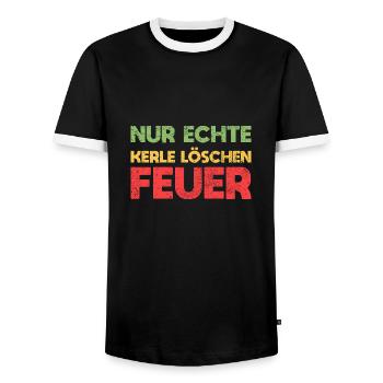 Nur Echte Kerle Löschen Feuer - Männer Kontrast-T-Shirt - Schwarz/Weiß - Vorne - AI Model Female 172 light (172cm) & AI Model Male 178 light (178cm)