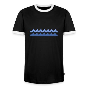 Minimalistische blaue Welle - Männer Kontrast-T-Shirt - Schwarz/Weiß - Vorne - AI Model Female 172 light (172cm) & AI Model Male 178 light (178cm)