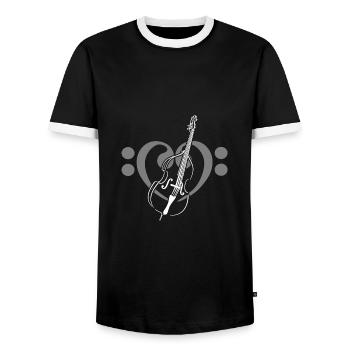 Cœur de clés basses avec contrebasse - T-shirt contrasté Homme - noir/blanc - Devant - AI Model Female 172 light (172cm) & AI Model Male 178 light (178cm)