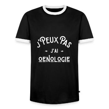 je peux pas j'ai oenologie cadeau humour citations - T-shirt contrasté Homme - noir/blanc - Devant - AI Model Female 172 light (172cm) & AI Model Male 178 light (178cm)