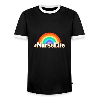 Krankenschwester Nurse Life - T-shirt contrasté Homme - noir/blanc - Devant - AI Model Female 172 light (172cm) & AI Model Male 178 light (178cm)