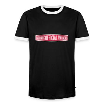 avertissement citation officielle d’adolescent - T-shirt contrasté Homme - noir/blanc - Devant - AI Model Female 172 light (172cm) & AI Model Male 178 light (178cm)
