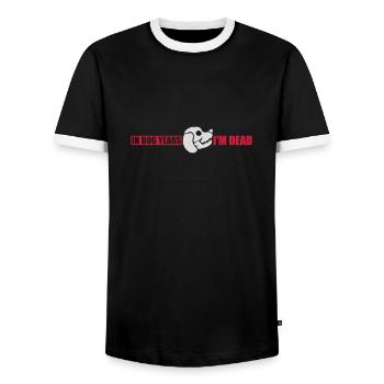 in dog years Dead - Men's Ringer Shirt - black/white - Front - AI Model Female 172 light (172cm) & AI Model Male 178 light (178cm)