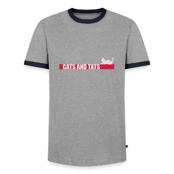 Citation de chats et de tats - T-shirt contrasté Homme - gris/marine  - Devant - AI Model Female 172 light (172cm) & AI Model Male 178 light (178cm)