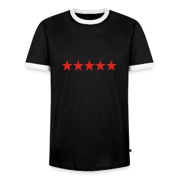 5 Sterne - Männer Kontrast-T-Shirt - Schwarz/Weiß - Vorne - AI Model Female 172 light (172cm) & AI Model Male 178 light (178cm)