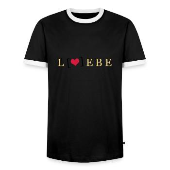 Liebe / Lebe - Männer Kontrast-T-Shirt - Schwarz/Weiß - Vorne - AI Model Female 172 light (172cm) & AI Model Male 178 light (178cm)