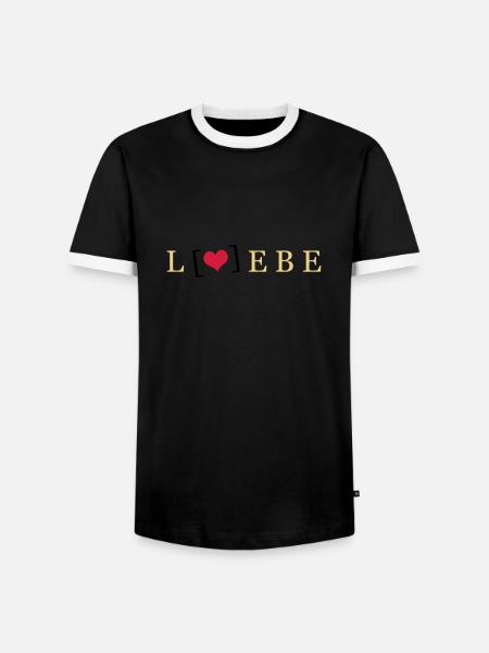 Liebe / Lebe - Männer Kontrast-T-Shirt - Schwarz/Weiß