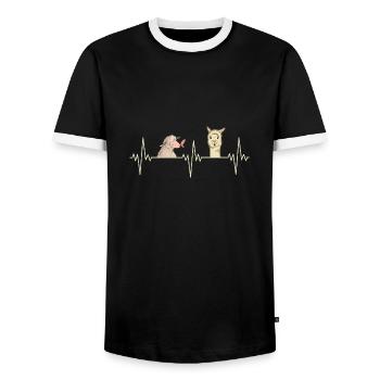 Alpaga Heartbeat Sheep Alpaga Cadeau - T-shirt contrasté Homme - noir/blanc - Devant - AI Model Female 172 light (172cm) & AI Model Male 178 light (178cm)