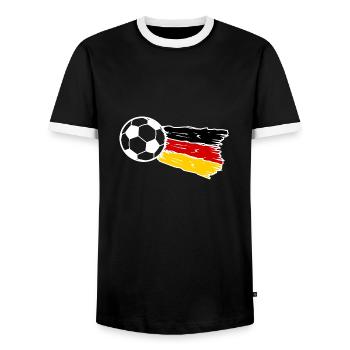 Germany Soccer Team - Men's Ringer Shirt - black/white - Front - AI Model Female 172 light (172cm) & AI Model Male 178 light (178cm)