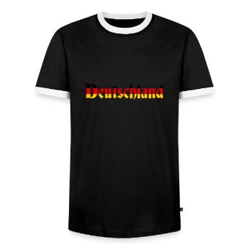 Deutschland - Flag Colours - Men's Ringer Shirt - black/white - Front - AI Model Female 172 light (172cm) & AI Model Male 178 light (178cm)