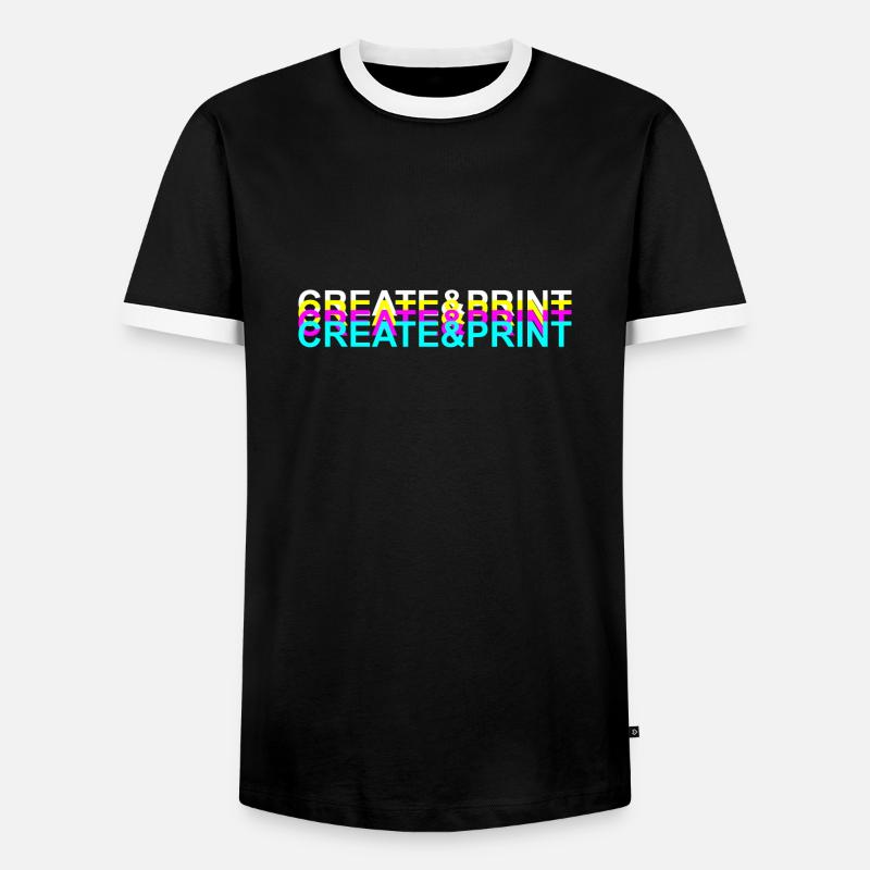 Create & Print (White Text) - Men's Ringer Shirt - black/white