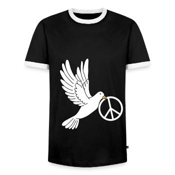 Dove of peace with peace sign - Men's Ringer Shirt - black/white - Front - AI Model Female 172 light (172cm) & AI Model Male 178 light (178cm)
