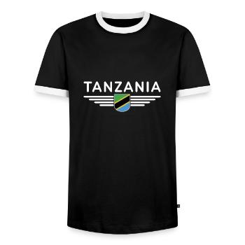 Tanzania T-Shirt for Real Fans - Men's Ringer Shirt - black/white - Front - AI Model Female 172 light (172cm) & AI Model Male 178 light (178cm)