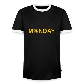 Monday - Men's Ringer Shirt - black/white - Front - AI Model Female 172 light (172cm) & AI Model Male 178 light (178cm)