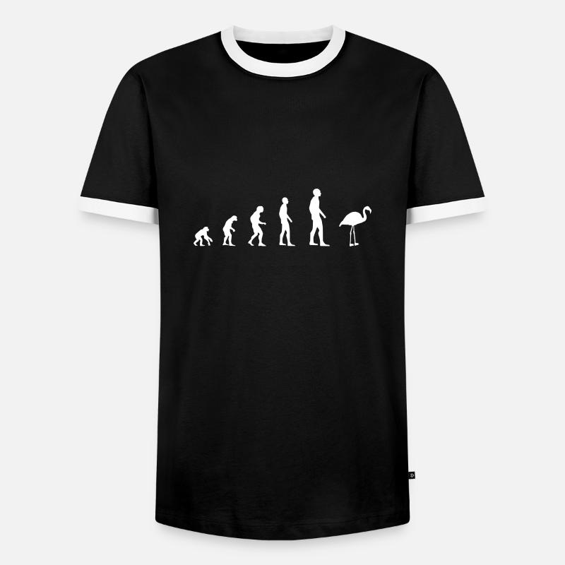 Flamingo – Evolution - Männer Kontrast-T-Shirt - Schwarz/Weiß
