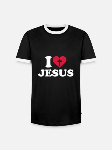 I love Jesus - Männer Kontrast-T-Shirt - Schwarz/Weiß