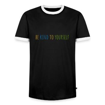 be kind to yourself - Men's Ringer Shirt - black/white - Front - AI Model Female 172 light (172cm) & AI Model Male 178 light (178cm)