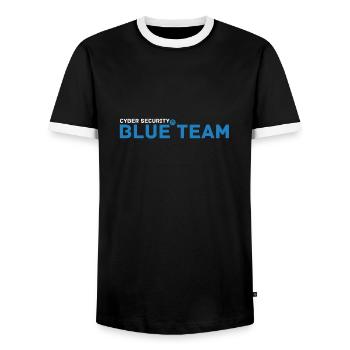 Cyber Security Blue Team - T-shirt contrasté Homme - noir/blanc - Devant - AI Model Female 172 light (172cm) & AI Model Male 178 light (178cm)