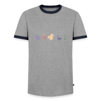 Boho Line Art Design, Serie „Woods“ - Männer Kontrast-T-Shirt - Grau/Navy  - Vorne - AI Model Female 172 light (172cm) & AI Model Male 178 light (178cm)