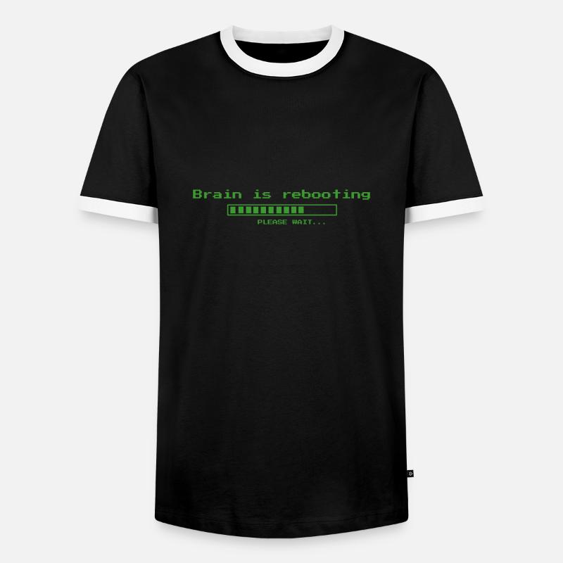 Brain is rebooting, please wait ... - Men's Ringer Shirt - black/white