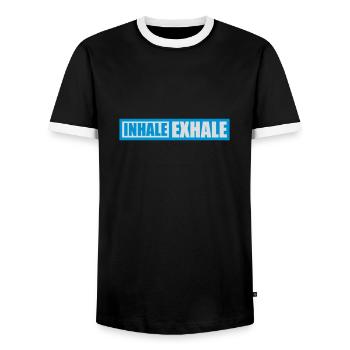 Inspirez expirez Yoga citation - T-shirt contrasté Homme - noir/blanc - Devant - AI Model Female 172 light (172cm) & AI Model Male 178 light (178cm)
