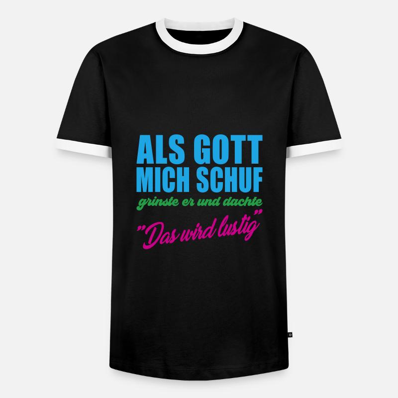 Als Gott mich schuf Geschenkidee - Männer Kontrast-T-Shirt - Schwarz/Weiß