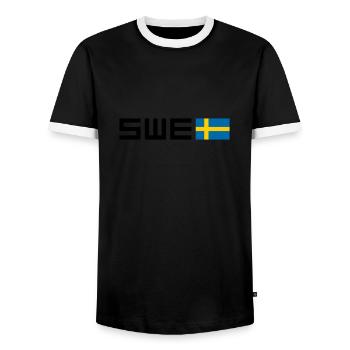 Sweden - Men's Ringer Shirt - black/white - Front - AI Model Female 172 light (172cm) & AI Model Male 178 light (178cm)