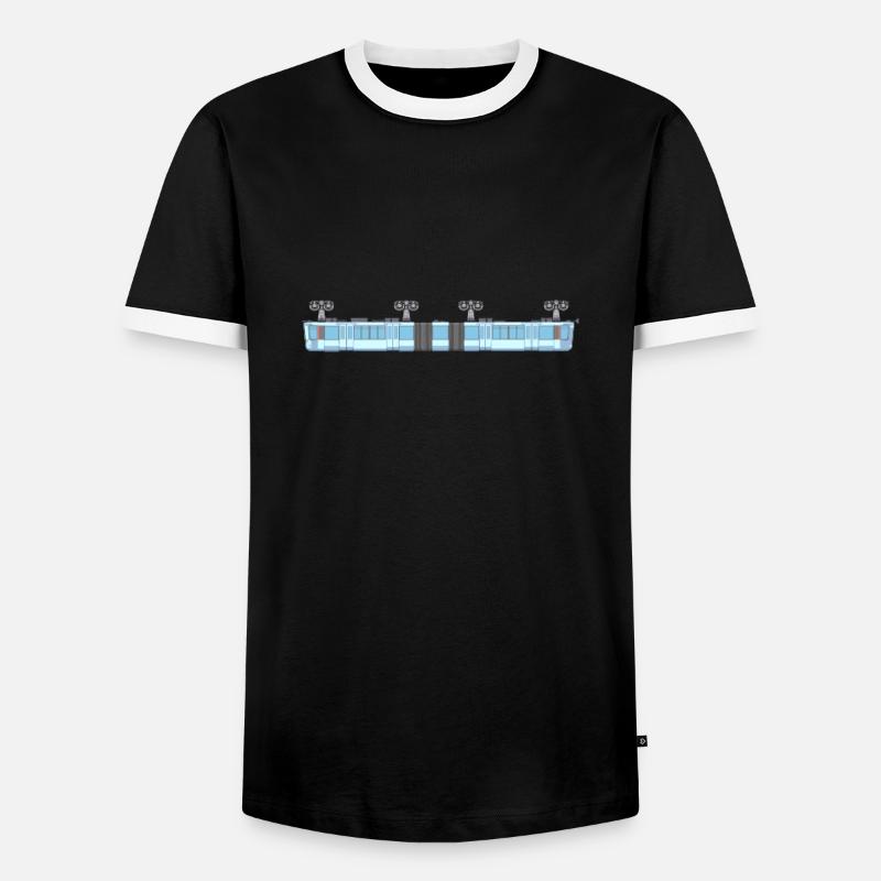 Schwebebahn lang pixelart - Männer Kontrast-T-Shirt - Schwarz/Weiß